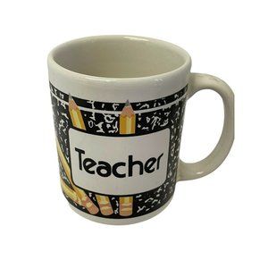 TEACHER Coffee Mug Ceramic Tea Cup - Composition Book & Pencils Office Work Gift